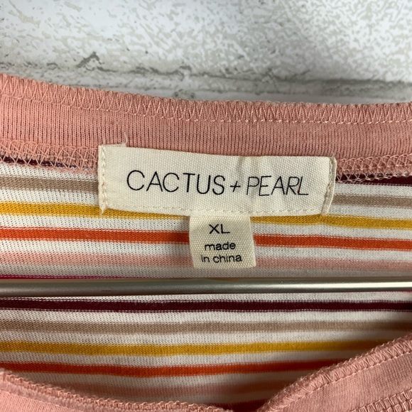 Cactus + Pearl NWT Retro Stripe Henley Top SZ XL - Picture 5 of 7